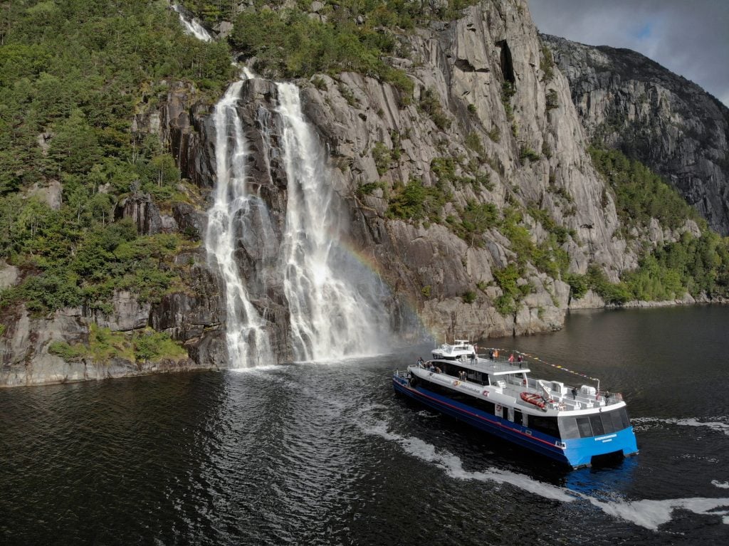Waterfall on the Lysefjord cruise
