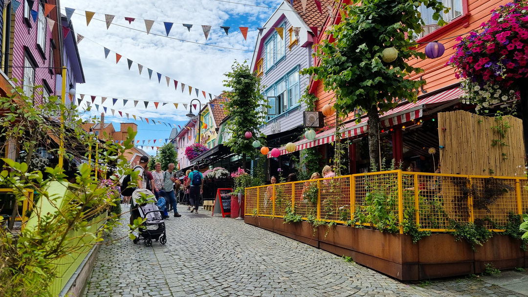 The colorful street of Øvre Holmegate in Stavanger