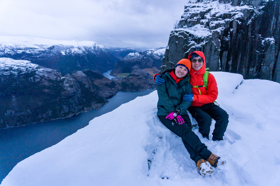 Utsikt fra Preikestolen vinter